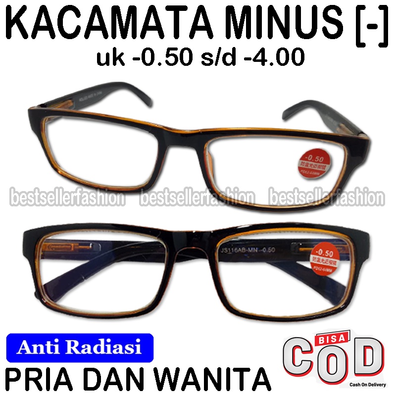 Kacamata Baca Lensa Minus (-) Lensa Blueray -0.50, s/d -4.00 Kacamata Minus Anti Radiasi Kotak Korean Fashion Style Rabun Jauh Standar Optik Reading Glasses Unisex Kacamata Rabun Jauh