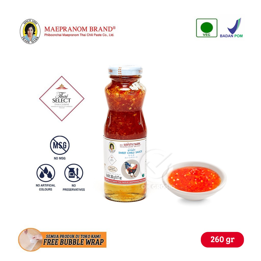

Maepranom Sweet Chili Sauce / Saus Pedas Manis Thailand (Botol Kaca 260 gr)