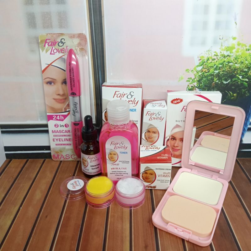 6 IN 1 PAKET FAIR LOVELY (CREAM SUSUN, TONER, SERUM, BEDAK, MASCARA)