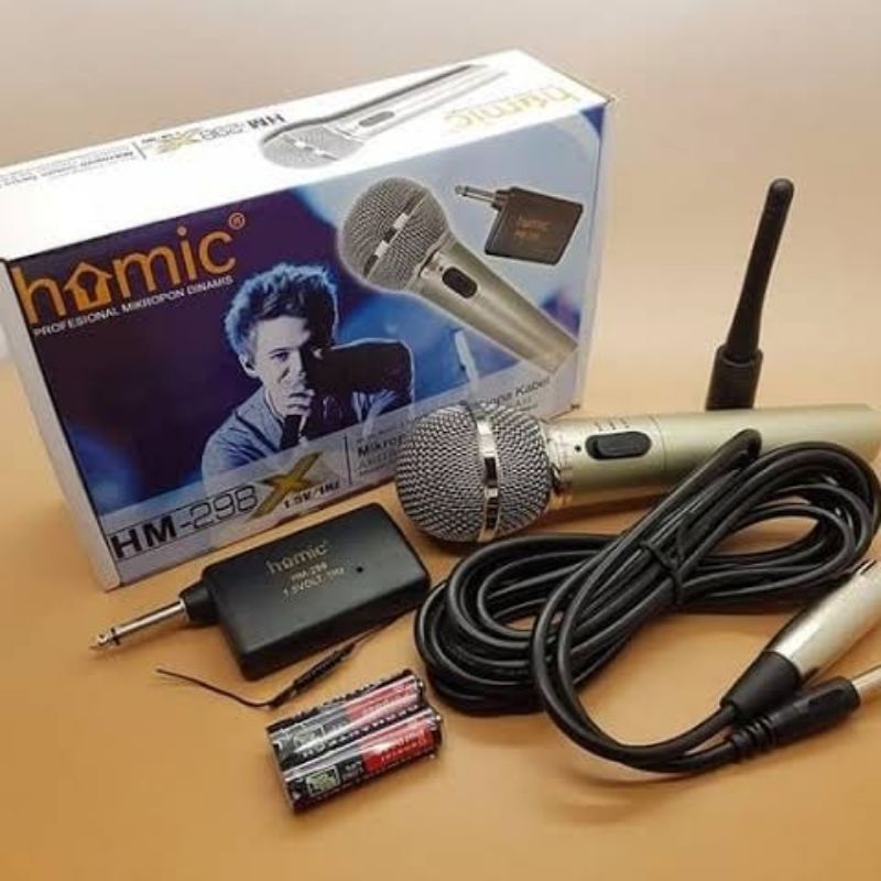 Homic Microphone Mic Single Wireless + Receiver HM 298