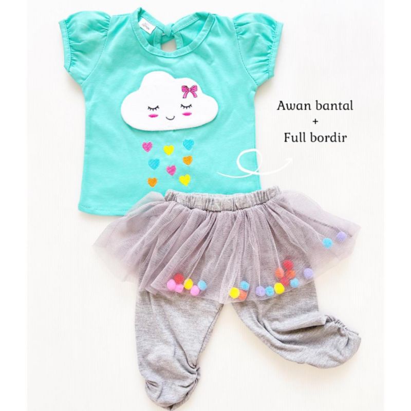 Setelan celana tutu BAYI 3-18 bulan / UNICORN tutu suit / BAJU SETELAN ANAK CELANA TUTU UNICORN AWAN