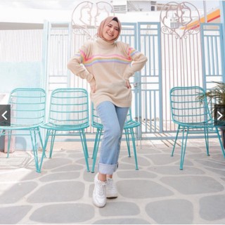 TURTLENECK RAINBOW  Sweater rajut  Baju  wanita Baju  