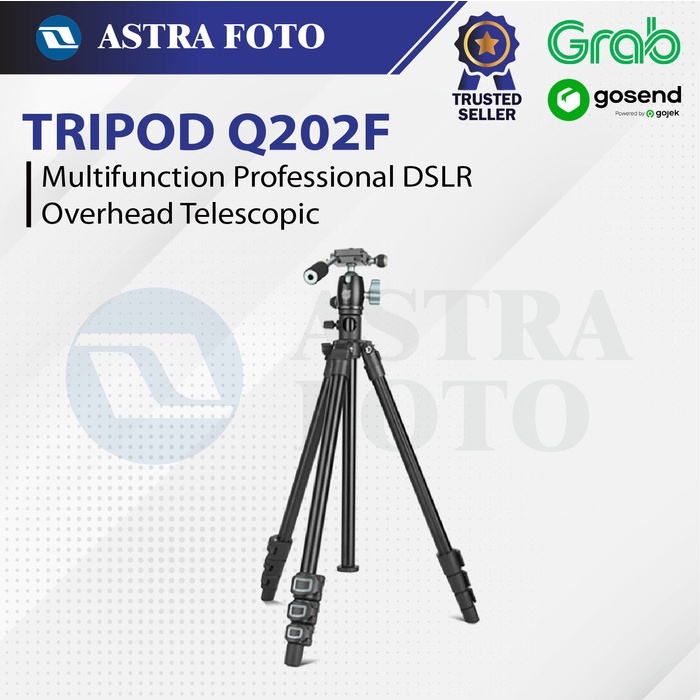 Tripod QZSD Q202F Multifunction Professional DSLR Overhead Telescopic - Black