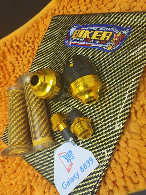 Kulit Jok Karbon Gold + Jalu As depan + Jalu Stang + Handgrip karbon kitaco