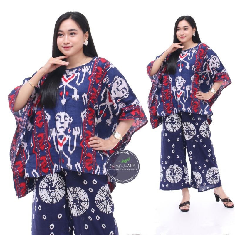 SETELAN BATIK TENUN TORAJA ANDUNGU KULOT BATWING FREE SIZE MUAT SAMPAI JUMBO BIG SIZE  LD140CM BOIM