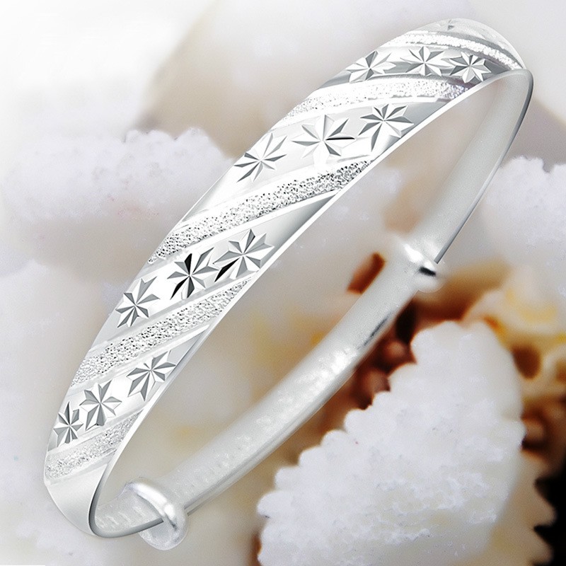 925 Sterling Silver Gelang untuk Wanita Bunga Crown Perhiasan