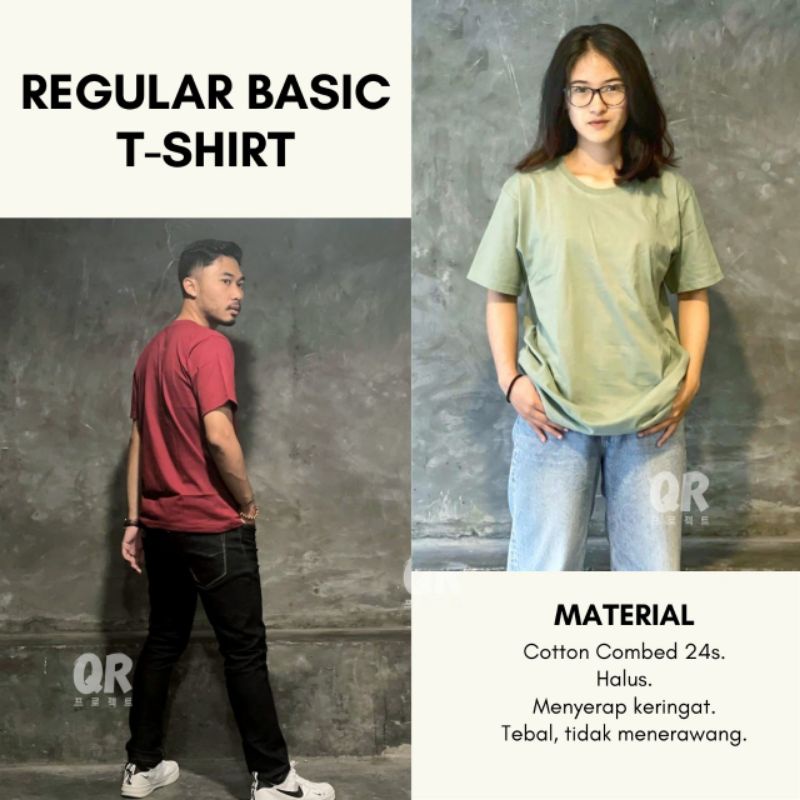 Kaos Polos Regular Basic Tshirt Unisex Cotton Combed 24s Premium