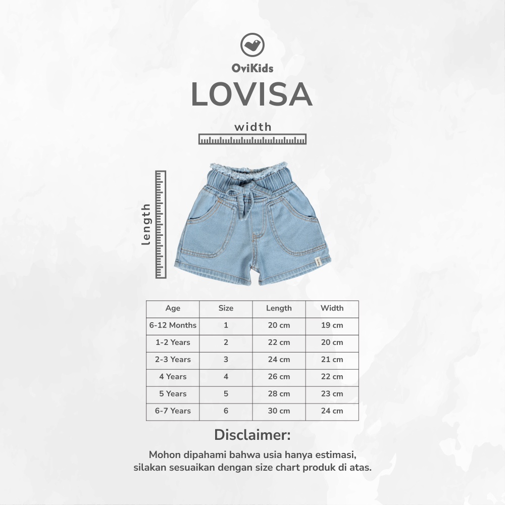 CELANA PENDEK ANAK SHORT PANTS JOVITA / LOVISA JEANS ANAK PEREMPUAN BAWAHAN JEANS FASHION ANAK PEREMPUAN 2-8 TAHUN OVIKIDS