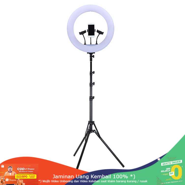 (BISA COD) RVOSTR STUDIO Lampu Halo Ring Light LED 18 Inch 3xHolder + Tripod JY-460B