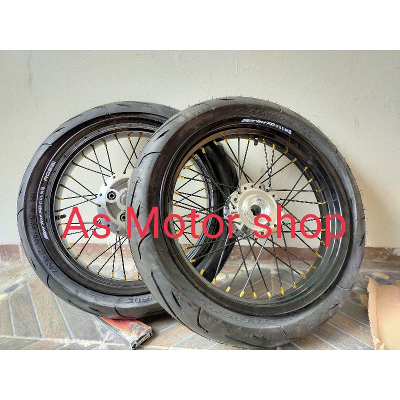 Velg set ukuran 300 - 350 x 17 tromol set plus ban luar dalam Verza tiger revo cb Verza Megapro Prim