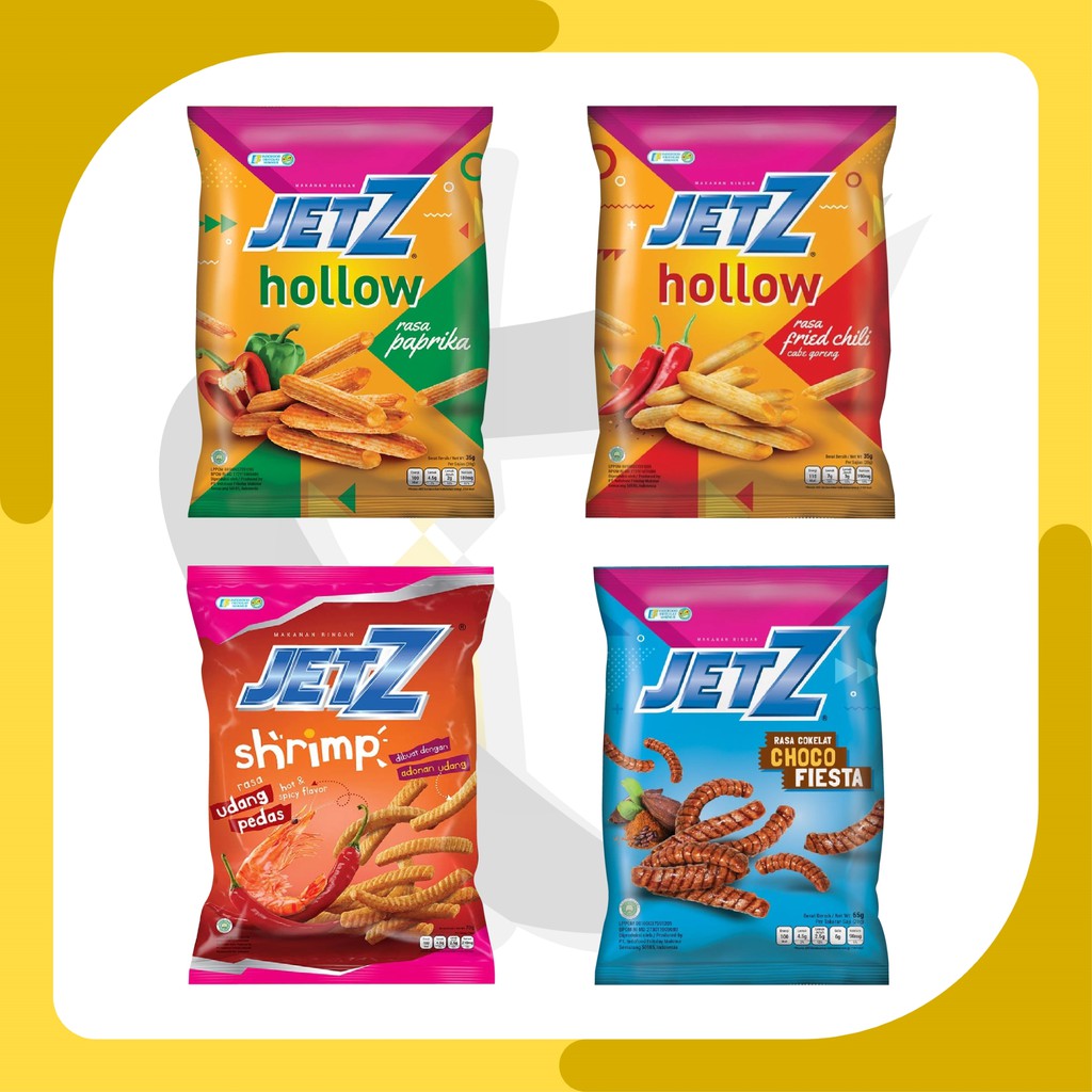 Camilan Jetz Hollow & Stick - Choco fiesta / Spicy Shrimp / Paprika / Fried Chili - 35gr/65gr/70gr