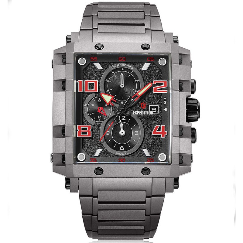 Expedition E 6757 MC BTTBARE Chronograph Men Black Dial Black Titanium Strap