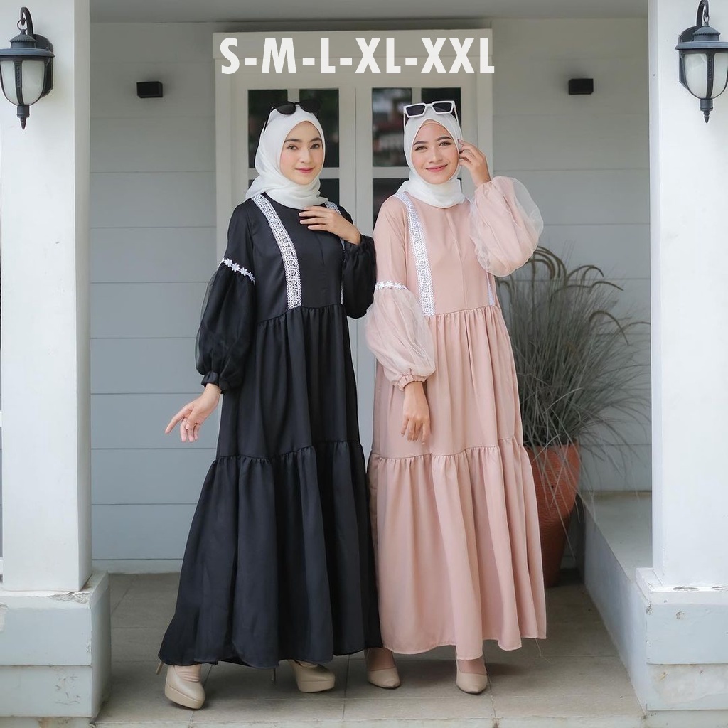 HAWARI FASHION - HAYLA DRESS - DRESS KONDANGAN WANITA REMAJA MUSLIM KEKINIAN - BAJU GAMIS JUMBO WANITA TERBARU 2023 – GAMIS HITAM ANAK PEREMPUAN – DRESS RENDA BORDIR PUTIH – DRESS KOREAN – DRESS PESTA – DRESS BUSUI - DRES - PAKAIAN WANITA