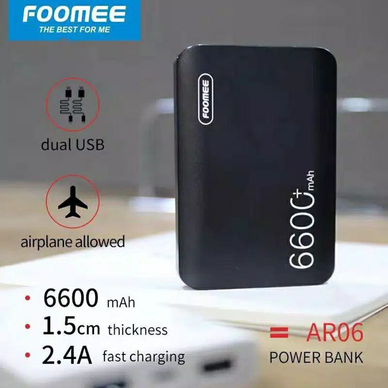 Power Bank FOOMEE AR06 6600 mAh 2.4A Dual USB