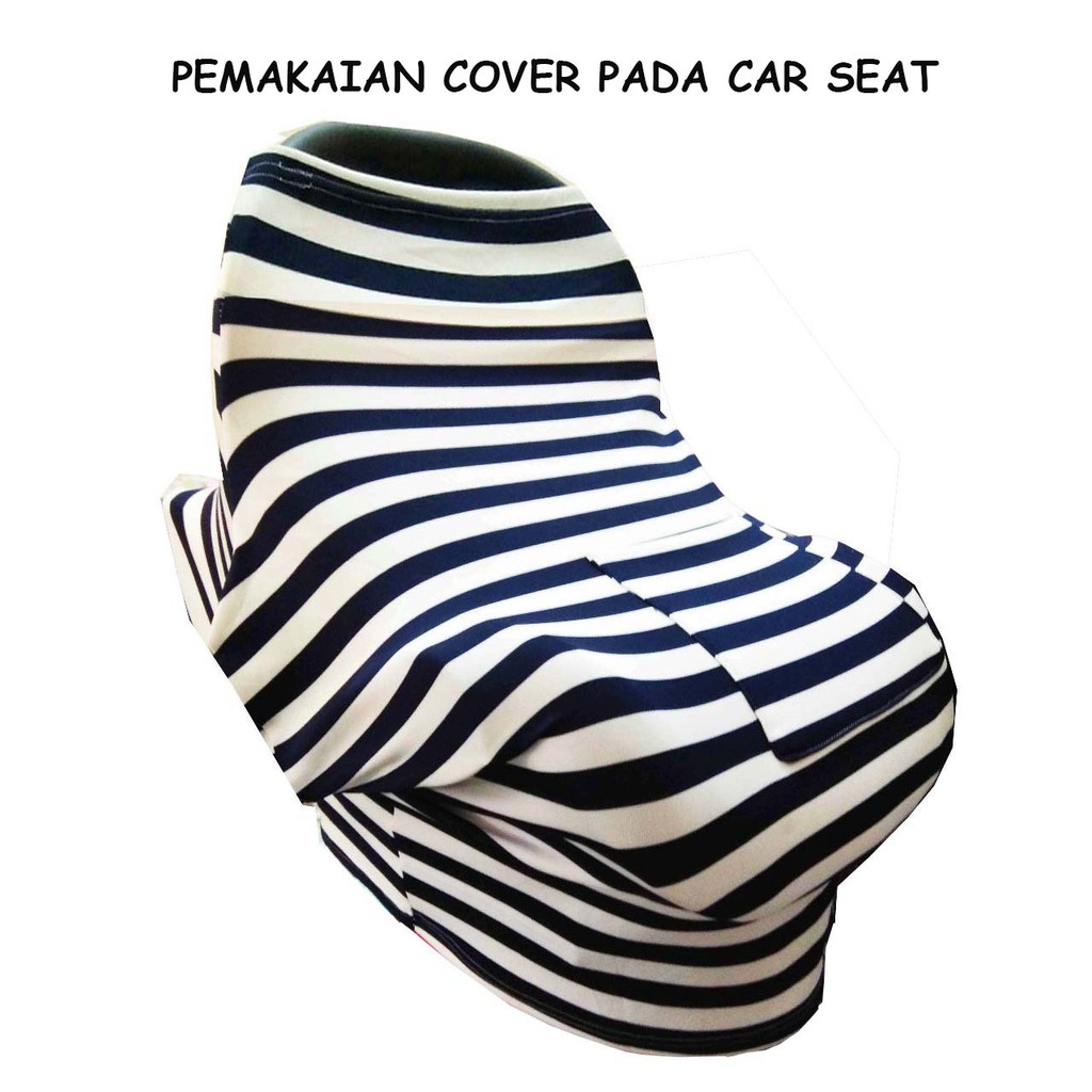 Apron Menyusui Cover Tutup Ibu Menyusui Bisa Utuk Stroller Carseat 1 COVER FITS ALL Multifungsi Cover Penutup Ibu Bayi Motif bunga Salur Akachan fit