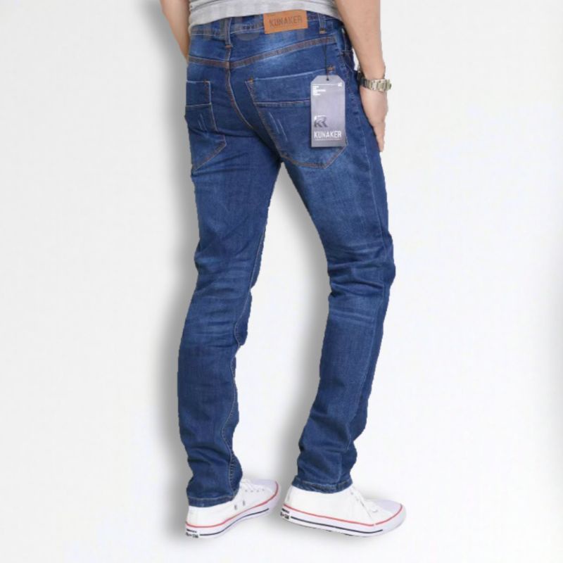 Celana jeans panjang pria slimfit gentlemen boy dewasa Premium original distro hits import bahan denim kekinian ripped sobek lutut ukuran M L XL terbaru 2022