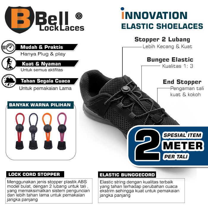 Tali sepatu Bell Lock lace 2 meter spesial item