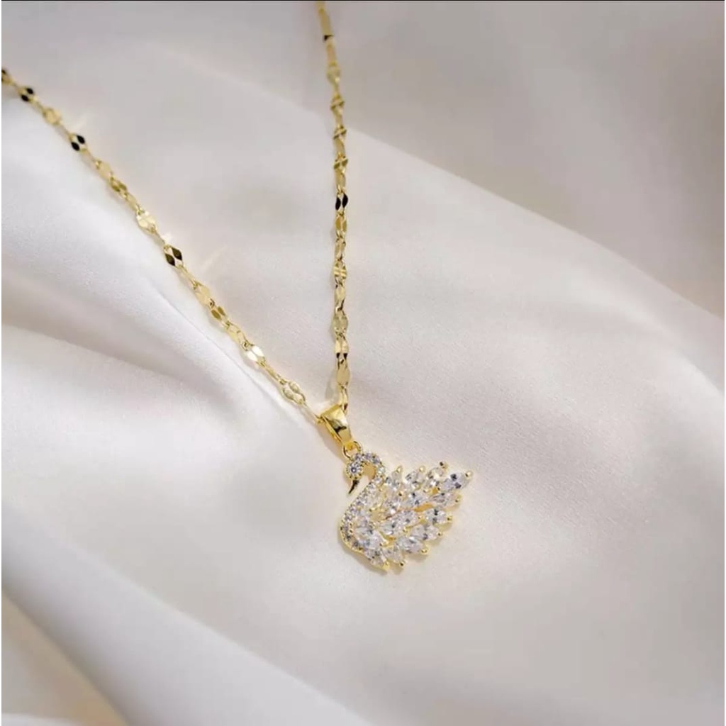 Kalung Titanium Rantai Rose Gold Liontin Bulgari Rose Gold / Accesories Fashion Titanium Asli Anti Luntur / Kalung Lapis Emas 18K / Terbaru