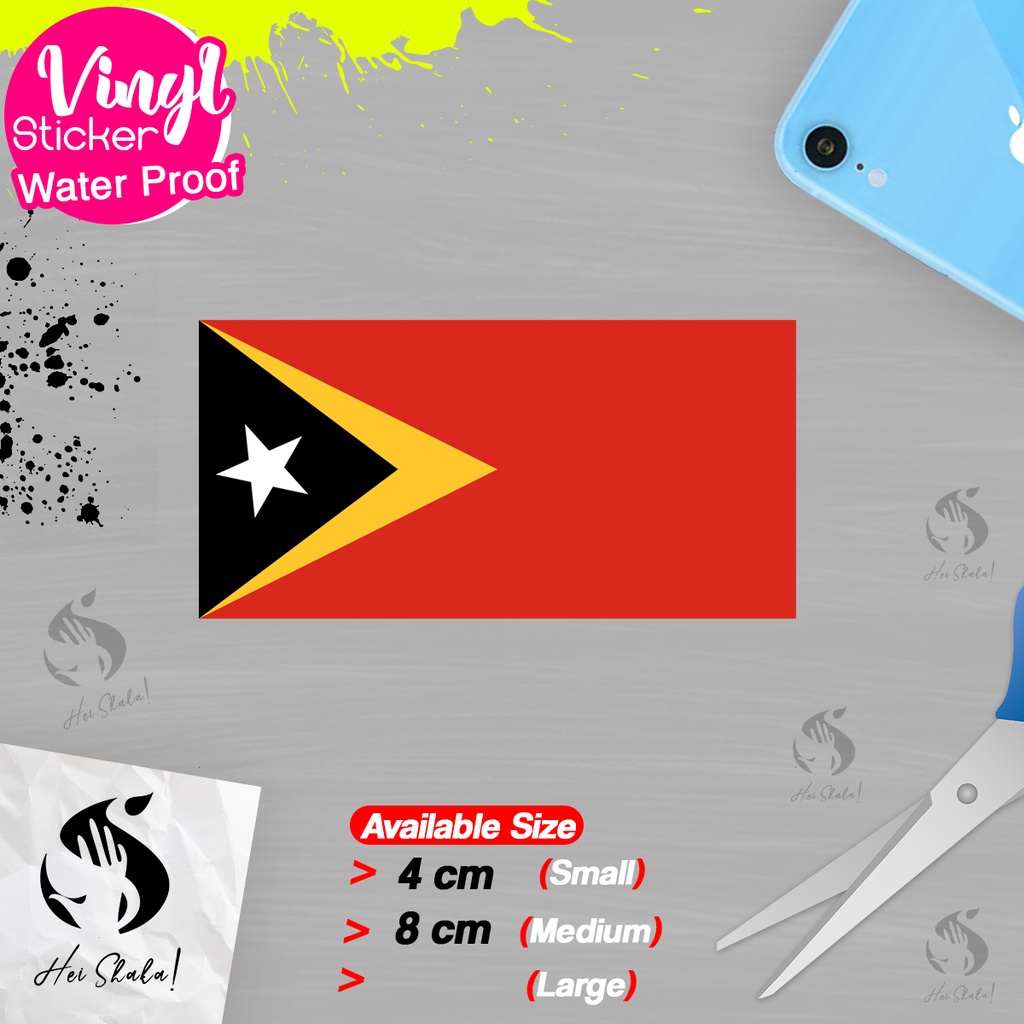 

Stiker Timor Leste Sticker Vinyl Satuaan Motif Bendera Negara Dunia Bahan Anti Air