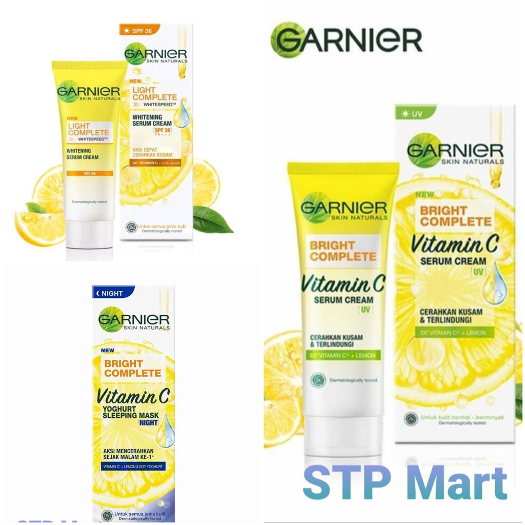 GARNIER BRIGHT COMPLETE VIT. C SERUM CREAM ( SPF 36 // UV // NIGHT ) 20ML // GARNIER BRIGHT COMPLETE KRIM SIANG DAN MALAM