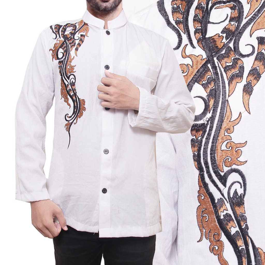 SB Collection Atasan Baju Bryan Muslim Lengan Panjang Koko Kemeja Batik Pria