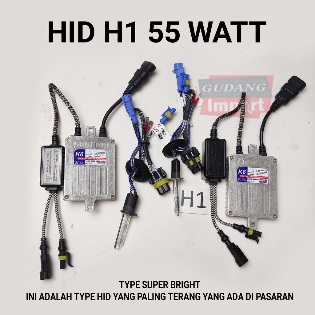 LAMPU HID MOBIL 55 WATT H4 H11 H1 H16 SUPER TERANG