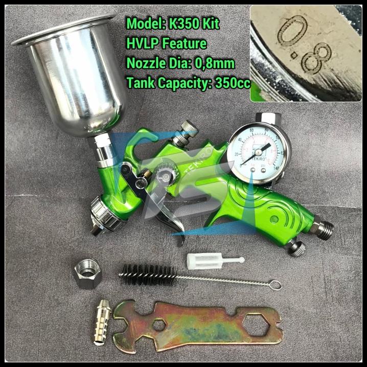 Tekiro Spray Gun K350 Kit Hvlp Alat Sempot Cat Tabung Atas Tekiro