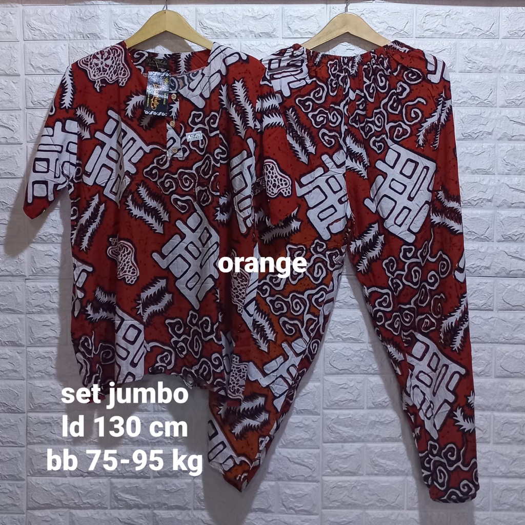 Daster setelan jumbo asli batik pekalongan /setelan wanita terbaru/setelan cantik/setelan murah/pakaian wanita/ one set/ set baju dan celana wanita/ baju tidur & santai-3