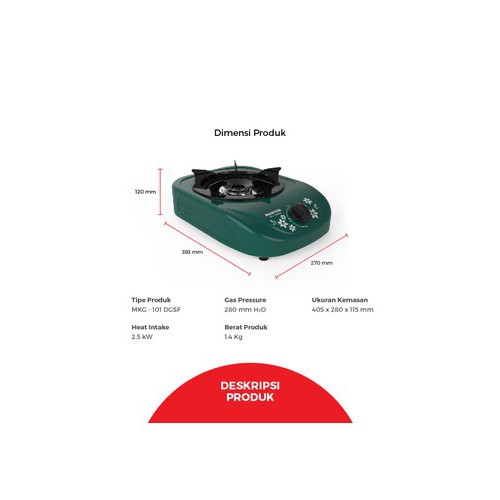 KOMPOR GAS 1 TUNGKU MASPION MKG 101 DGSF original