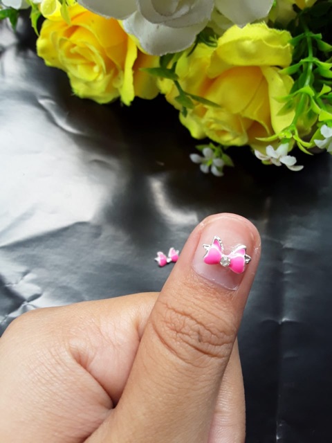 Pink Fake Nail art Kuku Palsu Bahan nailart