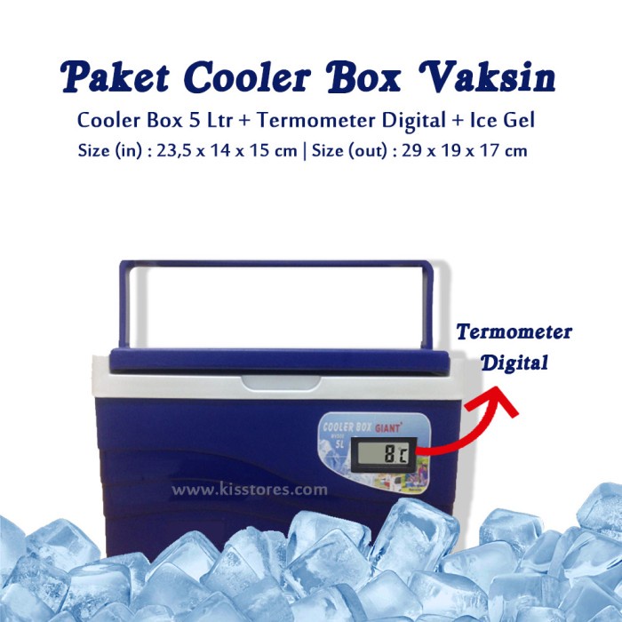 Vaccine Carrier Box + Thermometer Digital / Cooler Box Vaksin