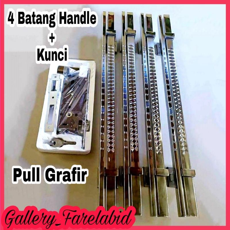 Handle Pintu Rumah Stainless Grafir 60 Cm Set Kunci Gagang Pintu Rumah Modern 45 Cm Set Body Pelor Pegangan Pintu Kupu Tarung Set Tarikan Pintu Rumah Minimalis 33 Cm Set