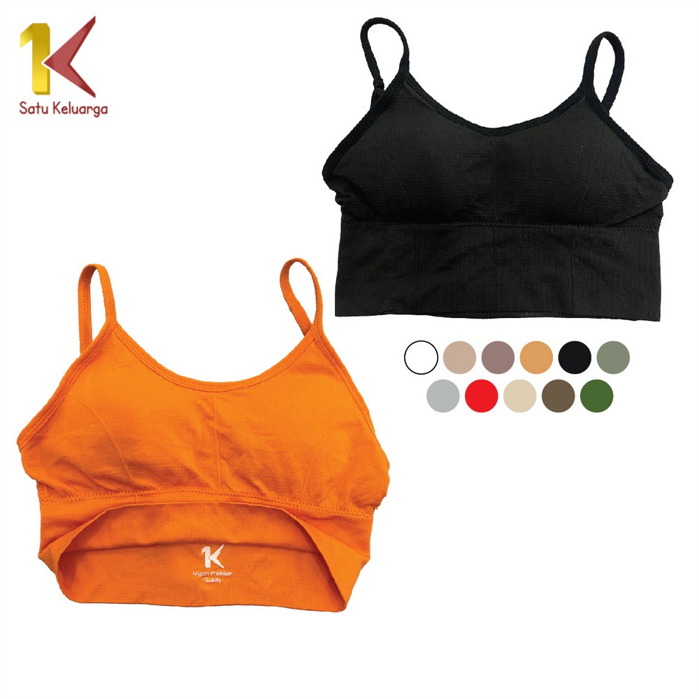 1K Bra Baju Wanita Motif Polos Tanpa Kawat P48 Pakaian Dalam Croptop Bra Woman Sport Bra Push Up