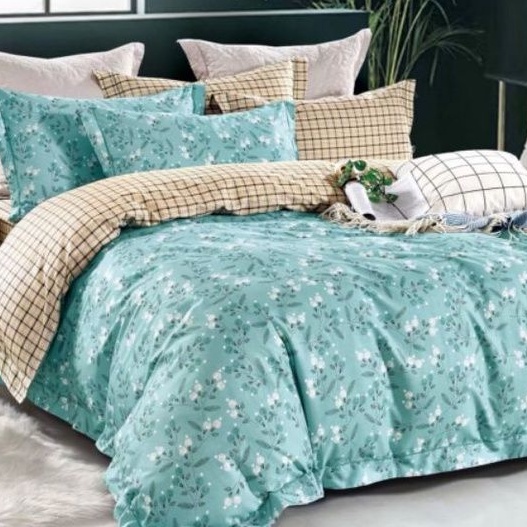 bedcover set katun lokal / bedcover katun custom / bedcover bunga tosca