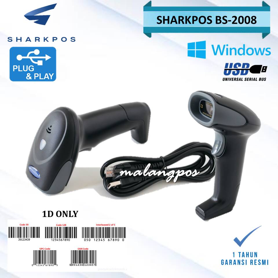 BARCODE SCANNER 1D BS2008 AUTOSCAN USB LASER TANGAN TANPA STAND SETARA PANDA PRJ222