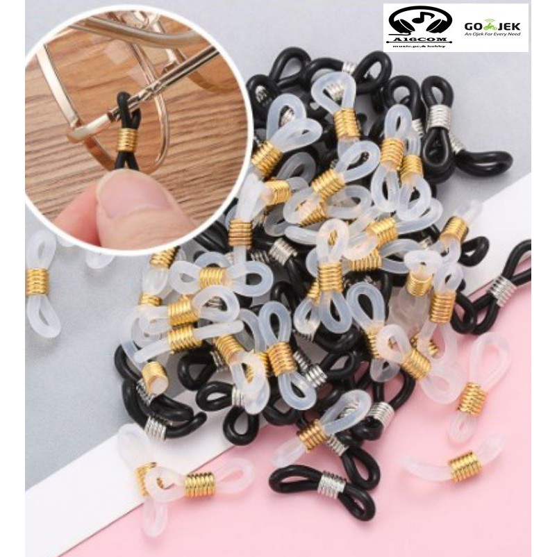 1 pasang silicone pengait tali rantai gagang kacamata