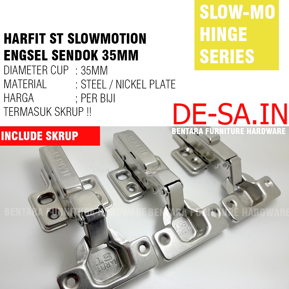 HARFIT ST SERIES 35MM ENGSEL SENDOK SLOW MOTION SOFT CLOSE LURUS SETENGAH FULL BUNGKUK ST-0 ST-8 ST-16 INSET HALF FULL OVERLAY