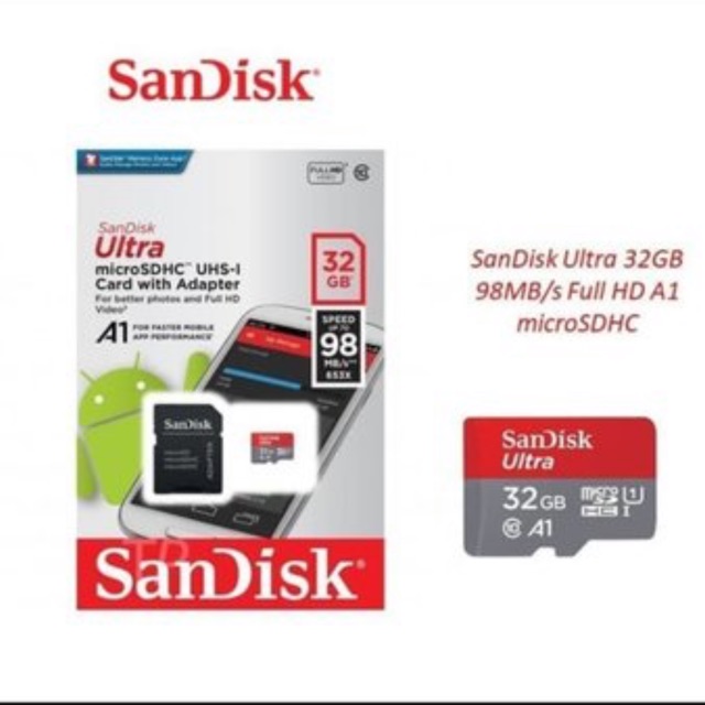 Memory sandisk ultra 32GB adaptor class 10 ORIGINAL/mmc sandisk ultra 32GB adaptor class 10 ORIGINAL