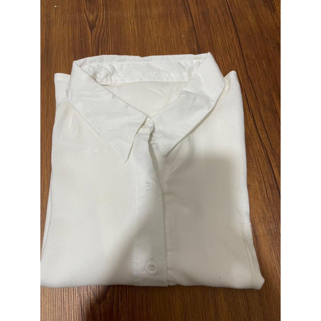 Kemeja wanita viscose crop shirt-White