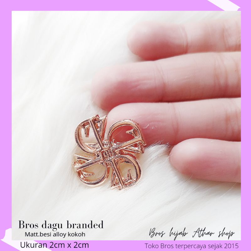 Bros B/bross signature branded import premium/brooch button/Bros hijab Athar shop scarve/Bros dada-Kincir zd rosegold