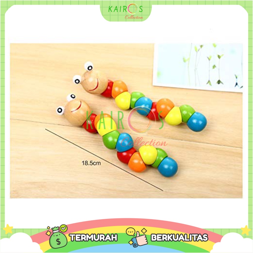 Mainan Ulat Kayu - Worm Colorful Wooden Toy