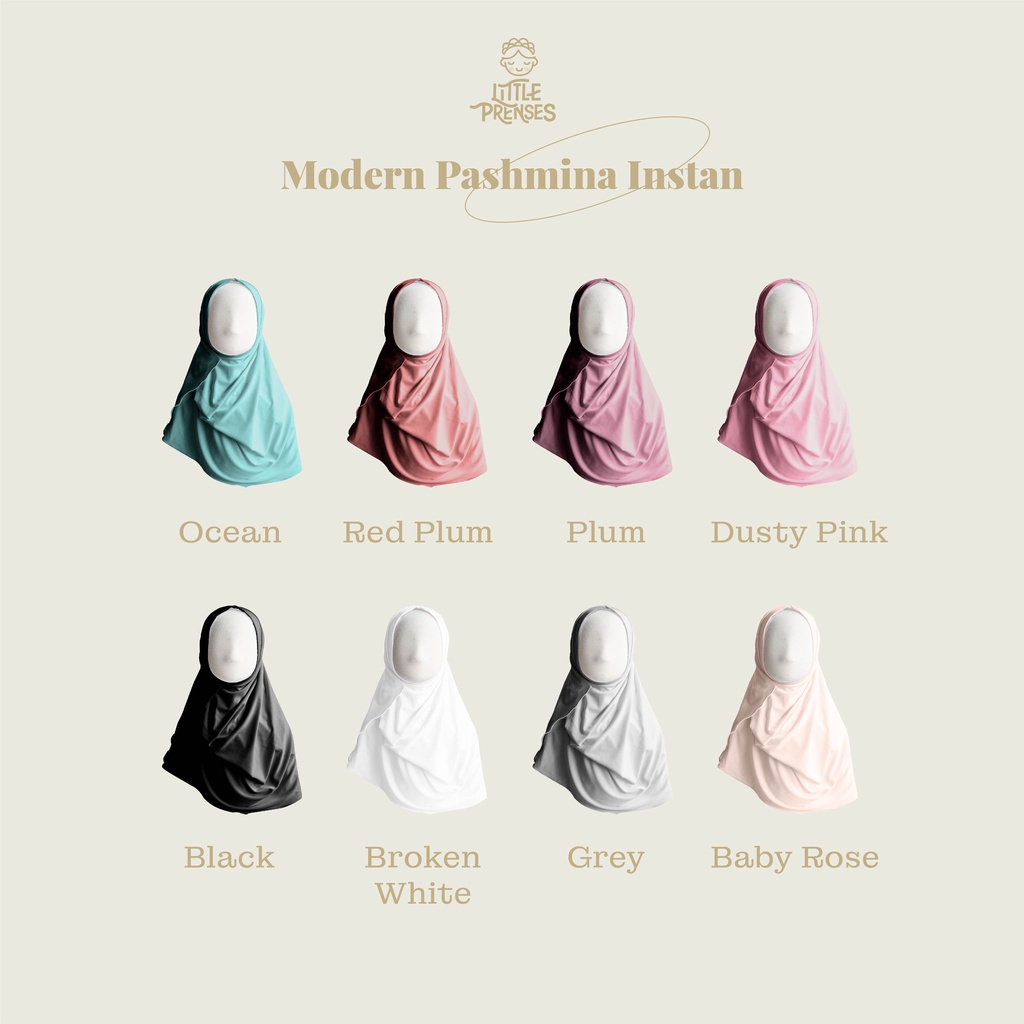 Little Prenses Modern Pashmina Instant - Jilbab Hijab Pashmina Anak Bayi Instan Perempuan 1 2 Tahun Jersey SD TK