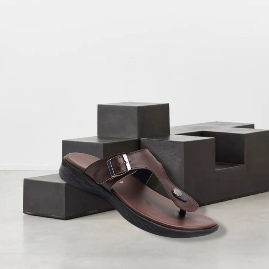 Munso Brown | Sendal Jepit Kulit Original Santai Kasual Pria Cowok Sandal Footwear | FORIND x Greata