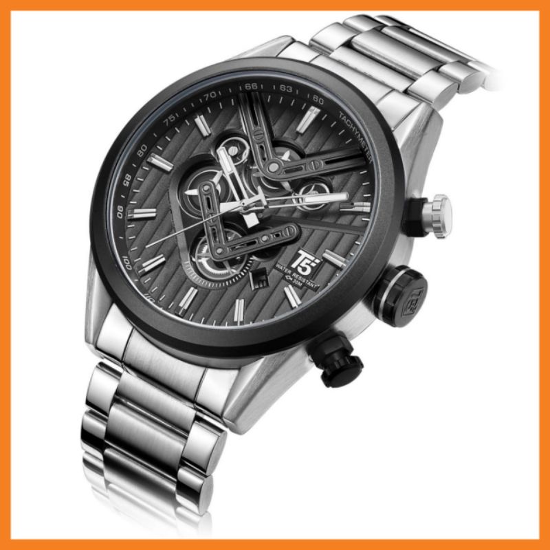 JAM TANGAN T5 PRIA H-3628G STAINLESS STEEL ORIGINAL