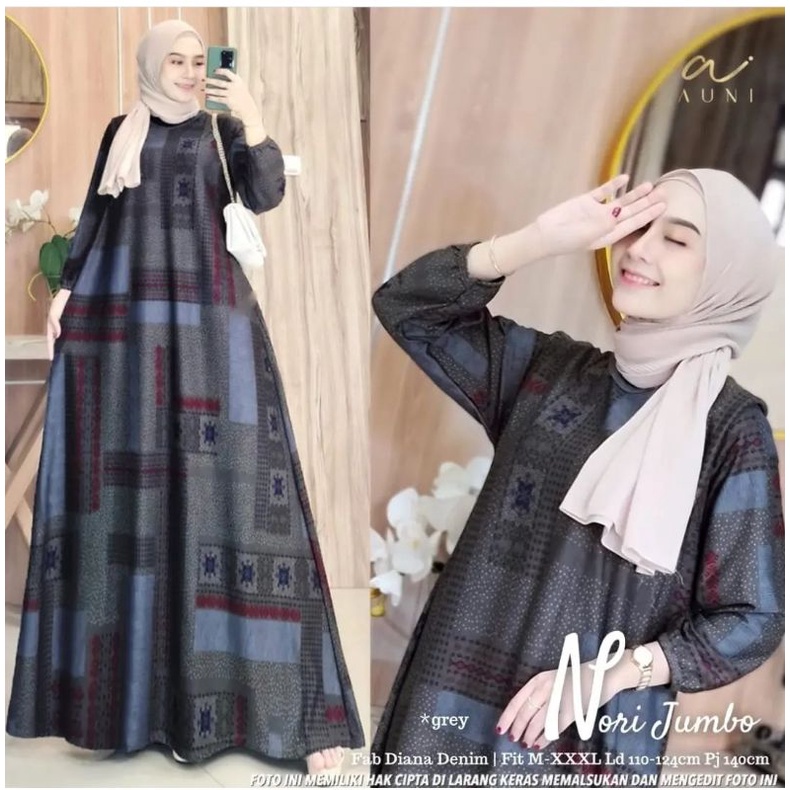 Nori Jumbo  - LD120+ Gamis Diana Denim Jumbo Bigsize Oversize Bumil / R.23 - 025-6521