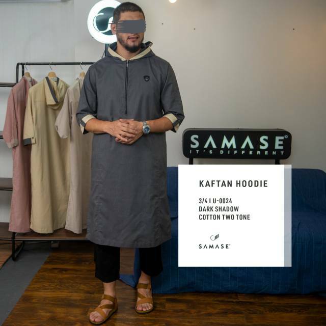 SAMASE KAFTAN HOODIE LENGAN 3/4 U-002 | DARK SHADOW