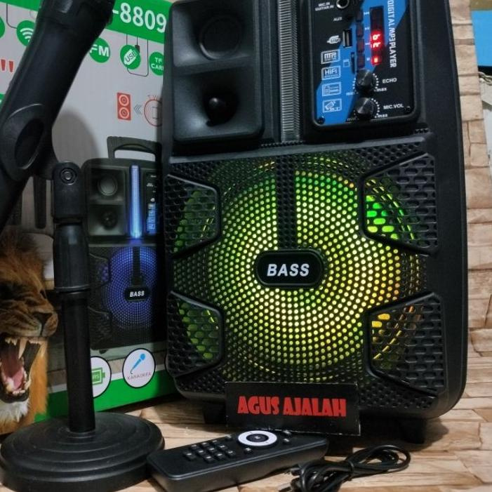 Terjangkau - speaker bluetooth karaoke 8,5 inch mic wireless x bass radio fm 5000watt LED xtra bass 