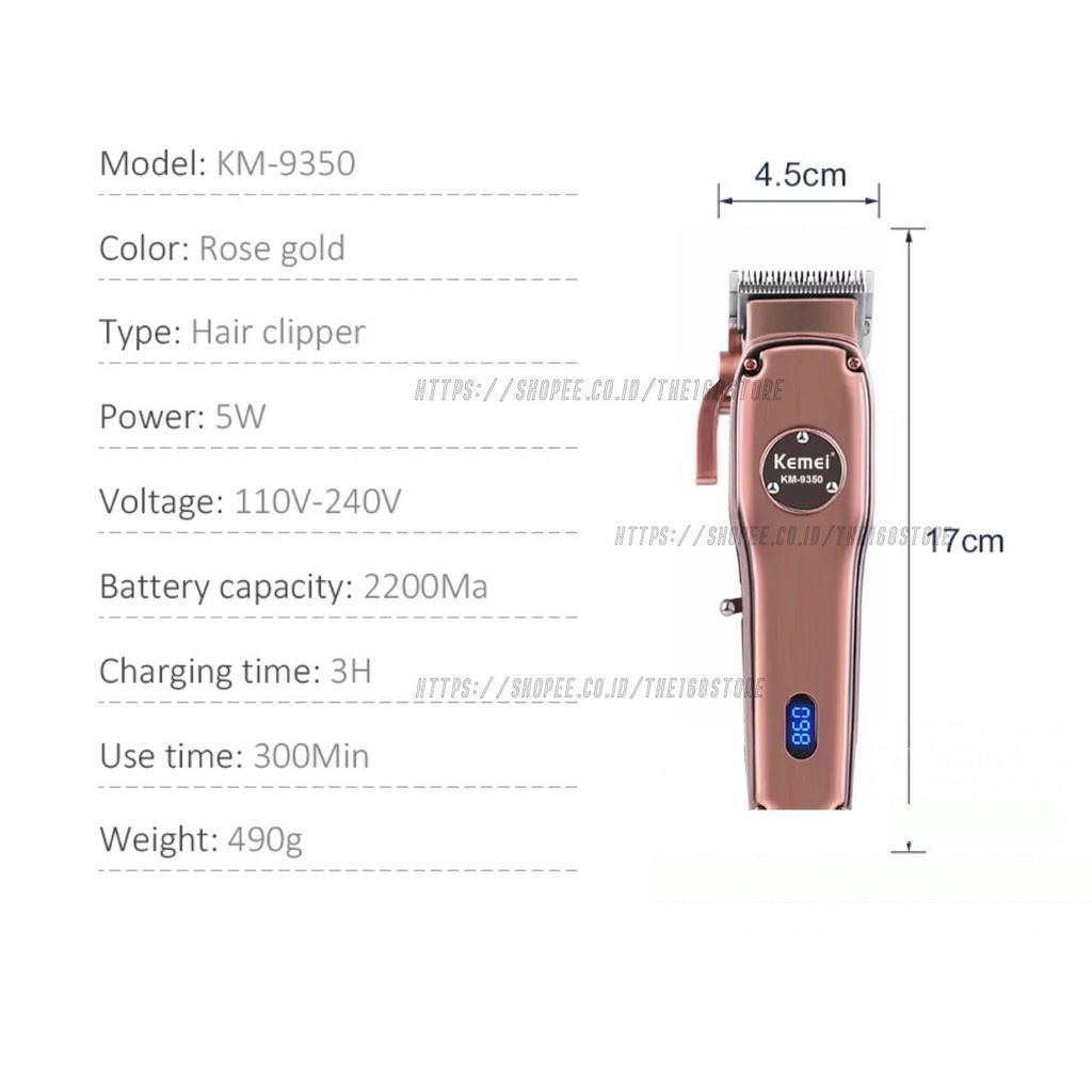 KEMEI 9350 ORIGINAL CUKURAN RAMBUT ELEKTRIK CAS HAIR CLIPPER RECHARGEABLE CORDLESS KM 9350 KM9350 KM9350