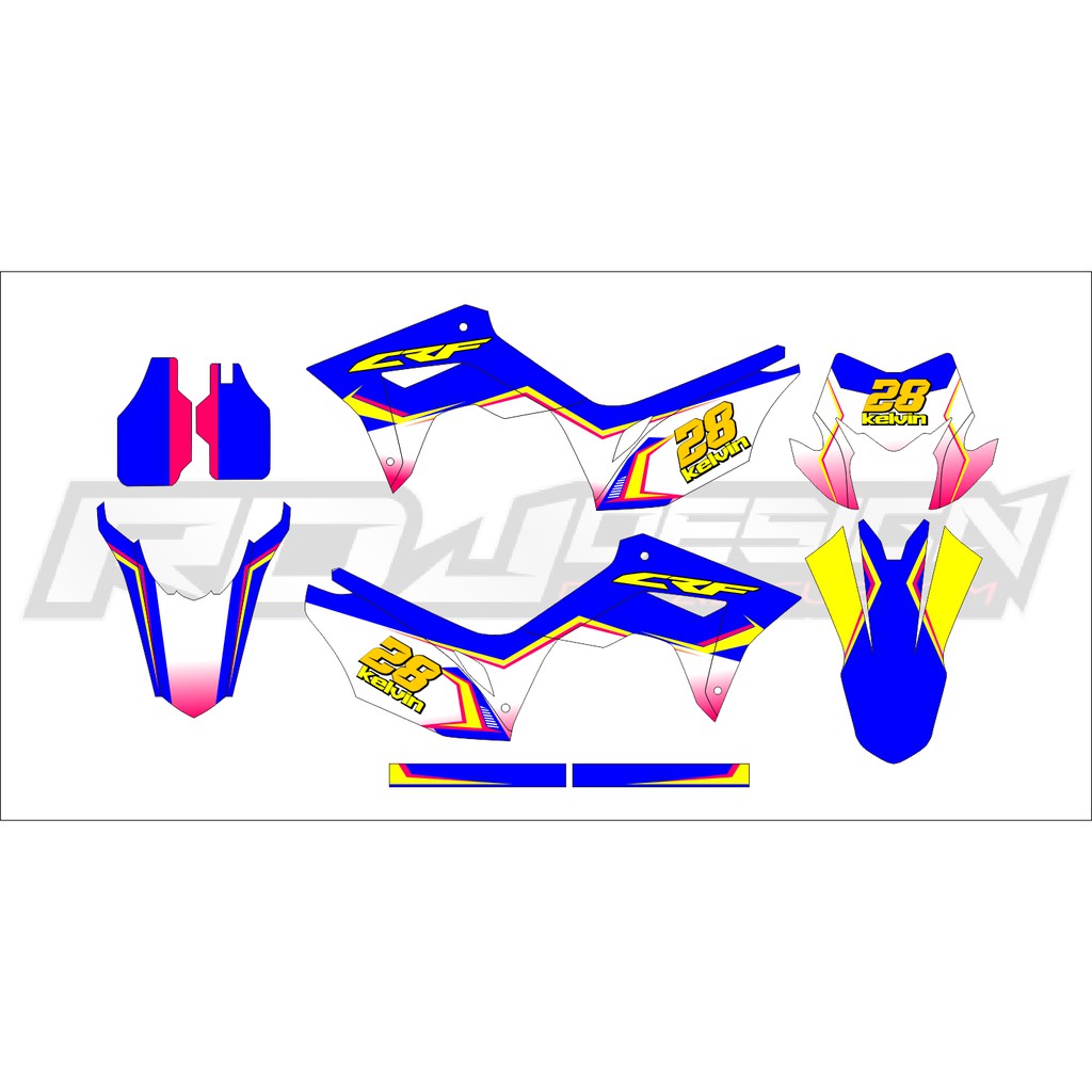 DECAL CRF 150 L-017 (BIRU PUTIH KUNING)