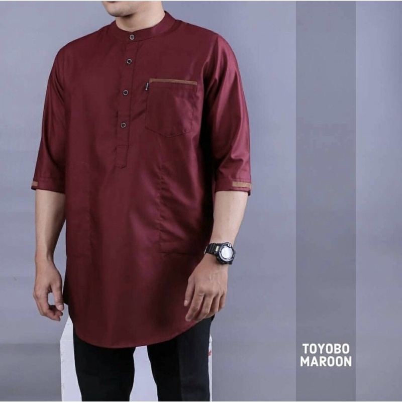 Baju koko kurta pria dewasa lengan 3/4 bahan toyobo fodu original